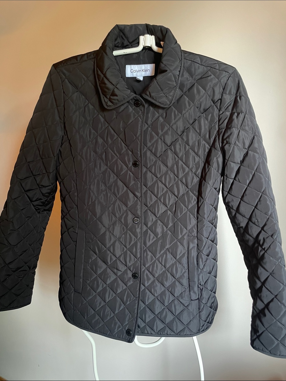 Calvin Klein Quilted Black Button-Front Puffer Jacket